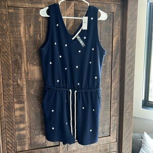 Lou & Grey Midnight Blue Star Romper medium NWT!